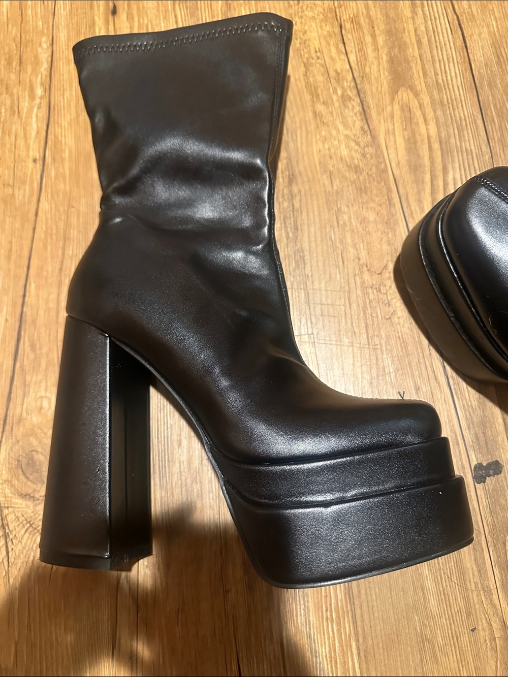 Black Platform Block Heel Women's Ankle Boots